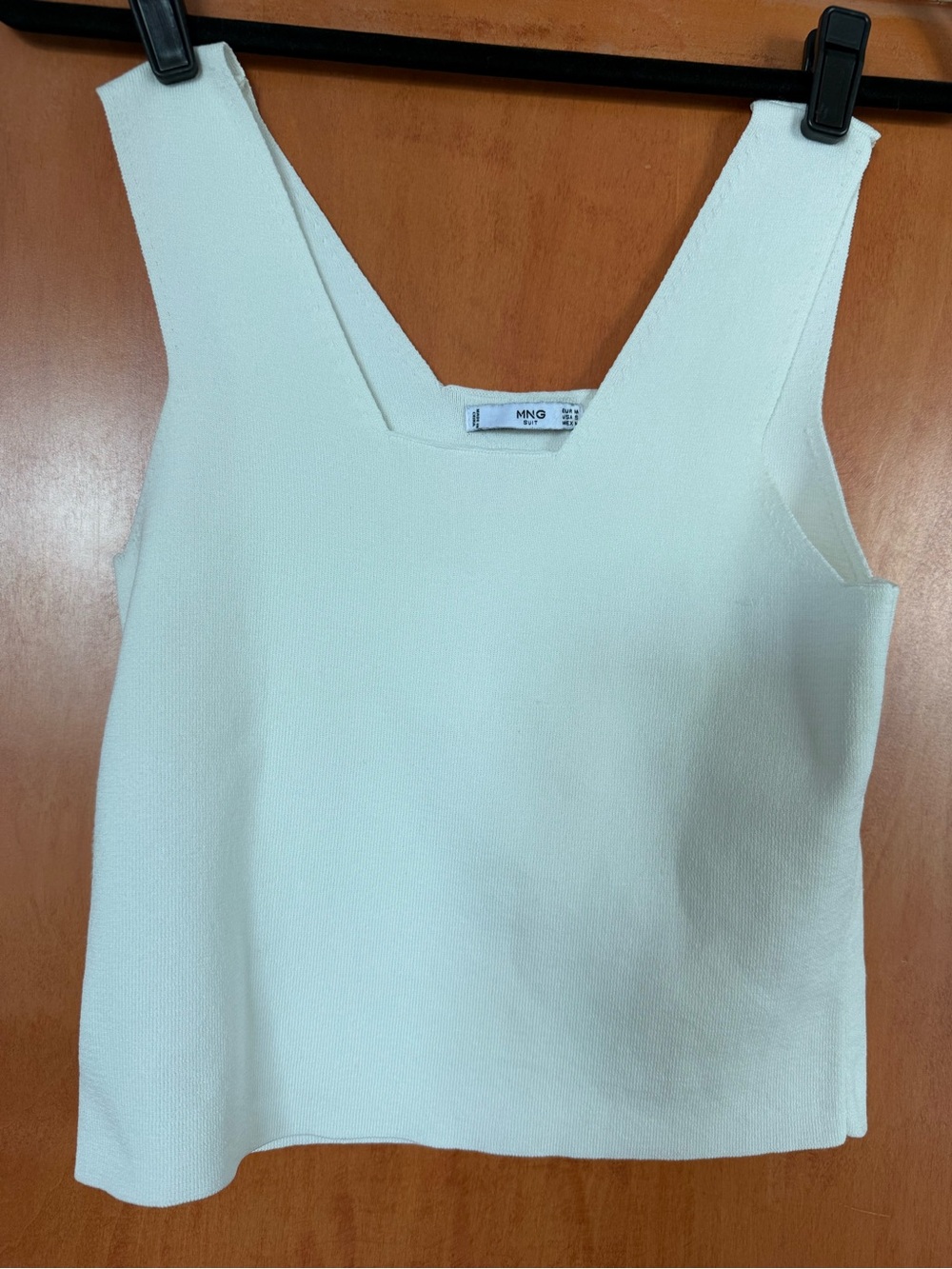 Mango Cream Square-Neck Knit Tank